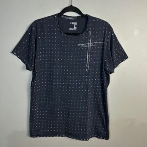 Rogan NYC T-Shirt Mens Large Cross Indie Black Cotton Typeface Y2K